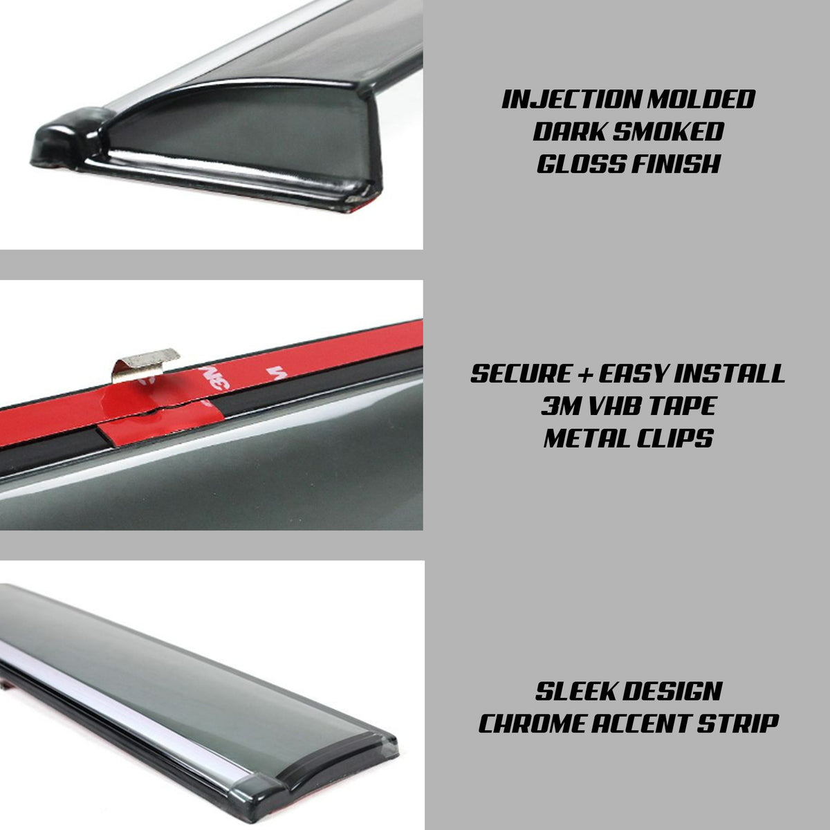 JDM SMOKED RAIN VISOR DEFLECTORS - XGENAUTO