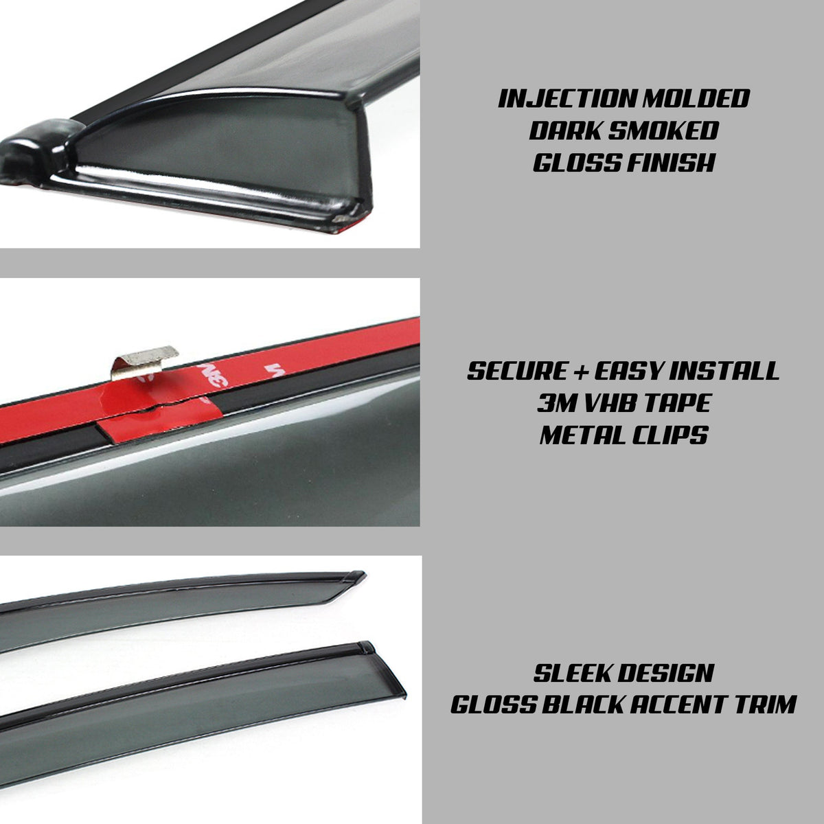 JDM SMOKED RAIN VISOR DEFLECTORS - XGENAUTO