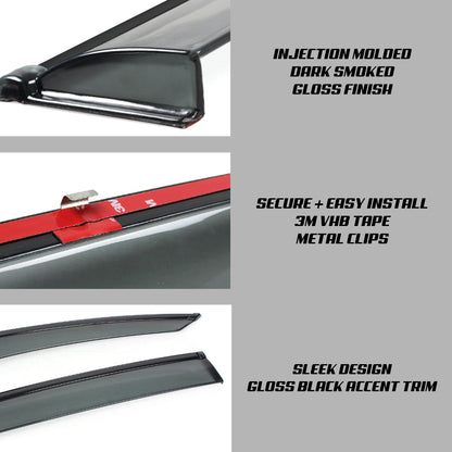 JDM SMOKED RAIN VISOR DEFLECTORS - XGENAUTO